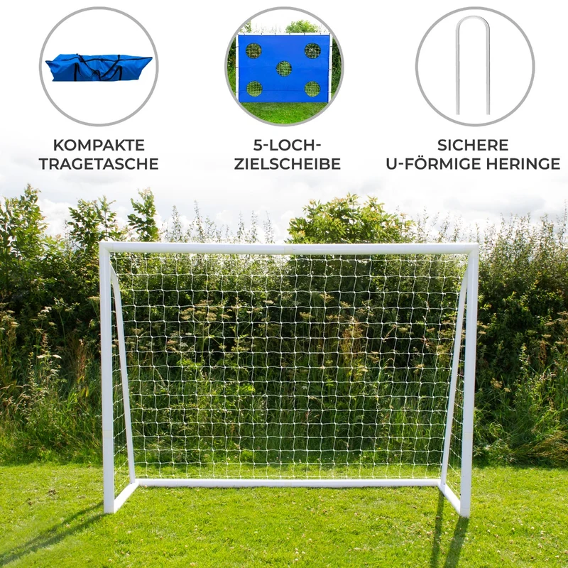 2,4m x 1,8m Fußballtor, Tragetasche und Torwand