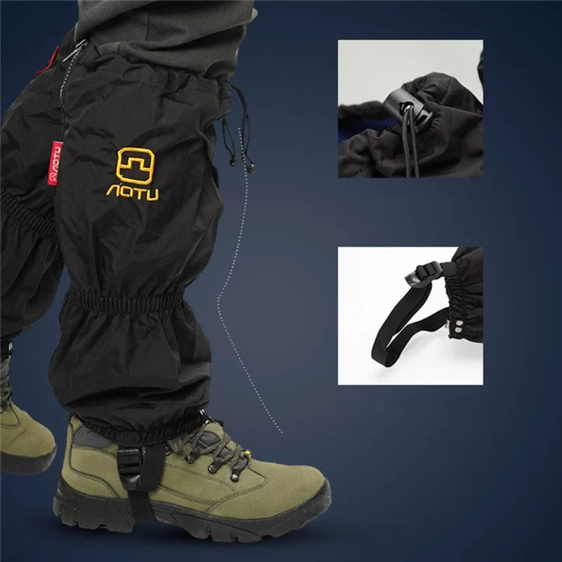 Wasserdichte Gamaschen 1 Paar aus 210D Oxford-Polyester mit oder ohne Fleece-Innenfutter, Beinschutz für Wandern, Skifahren und Outdoor