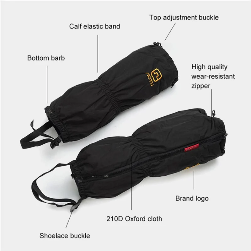 Wasserdichte Gamaschen 1 Paar aus 210D Oxford-Polyester mit oder ohne Fleece-Innenfutter, Beinschutz für Wandern, Skifahren und Outdoor