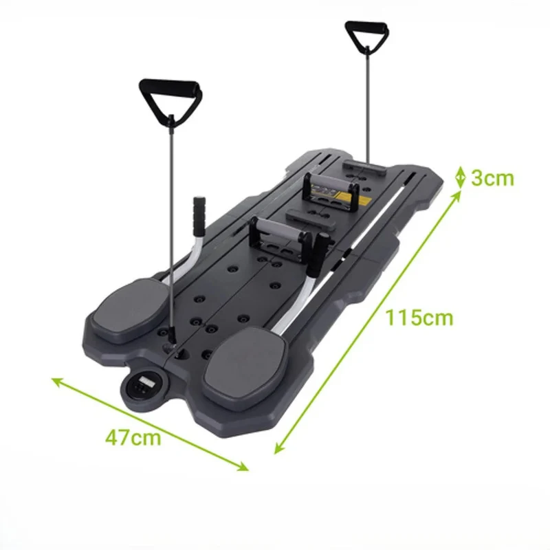 Pilates Board mit Zähler, Trainingsstation multifunktional einsetzbar, faltbar, mit Trainingsbändern