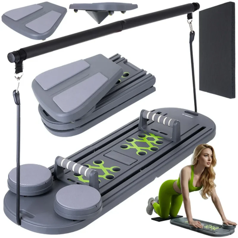 Pilates Board, multifunktional einsetzbar, mit Resistanceband und Liegestützgriffe