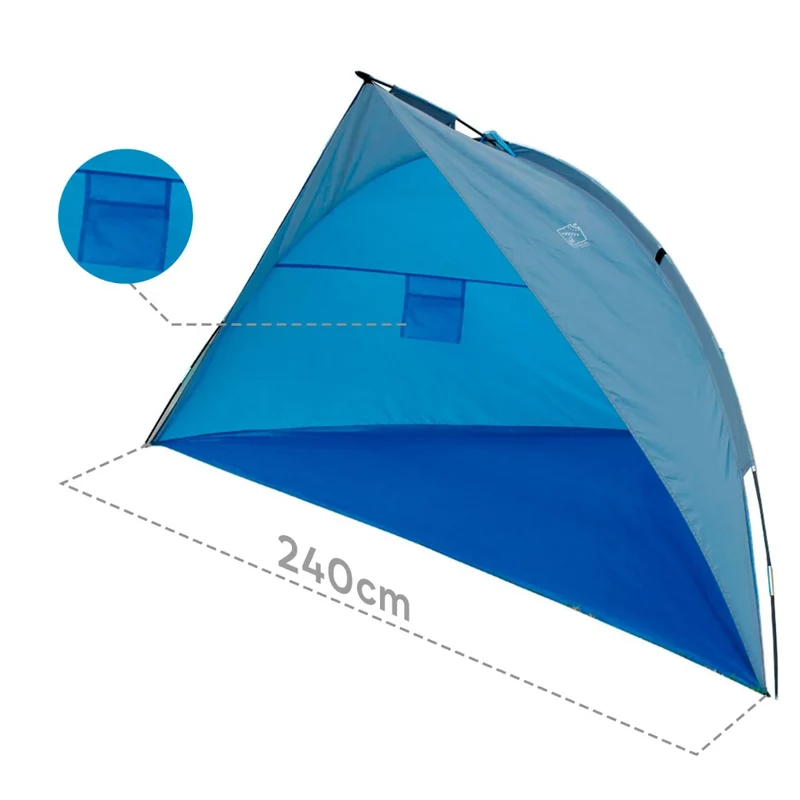 Reise-Strandmuschel, UV-Schutz, Spannleine, Extra kompakt, für Camping, Festival, Angeln