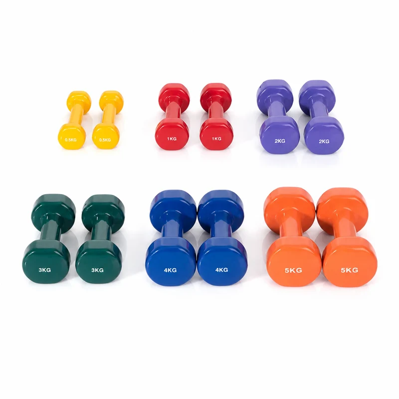 Gymnastikhanteln, 1 Paar Kurzhantel Gewichtsstufen 0,5-5 Kg, Kunststoffummantelt