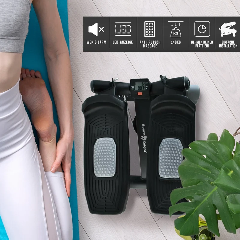 Aerobic Stepper mit Trainingsbändern - LCD-Monitor, gelenkschonend, Trainingsüberwachung, Tempoanzeige