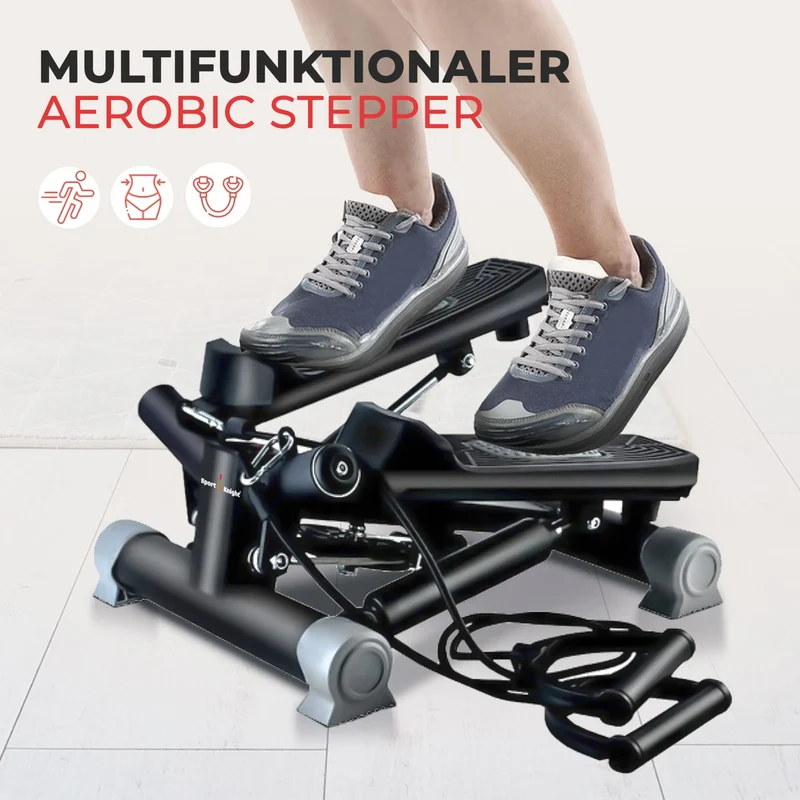 Aerobic Stepper mit Trainingsbändern - LCD-Monitor, gelenkschonend, Trainingsüberwachung, Tempoanzeige
