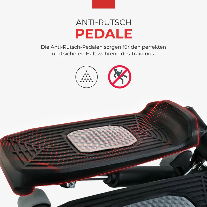 Aerobic Stepper mit Trainingsbändern - LCD-Monitor, gelenkschonend, Trainingsüberwachung, Tempoanzeige