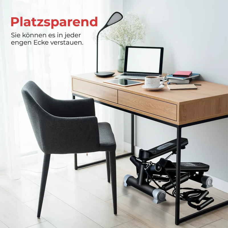 Aerobic Stepper mit Trainingsbändern - LCD-Monitor, gelenkschonend, Trainingsüberwachung, Tempoanzeige