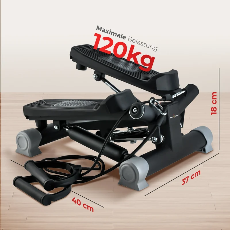 Aerobic Stepper mit Trainingsbändern - LCD-Monitor, gelenkschonend, Trainingsüberwachung, Tempoanzeige