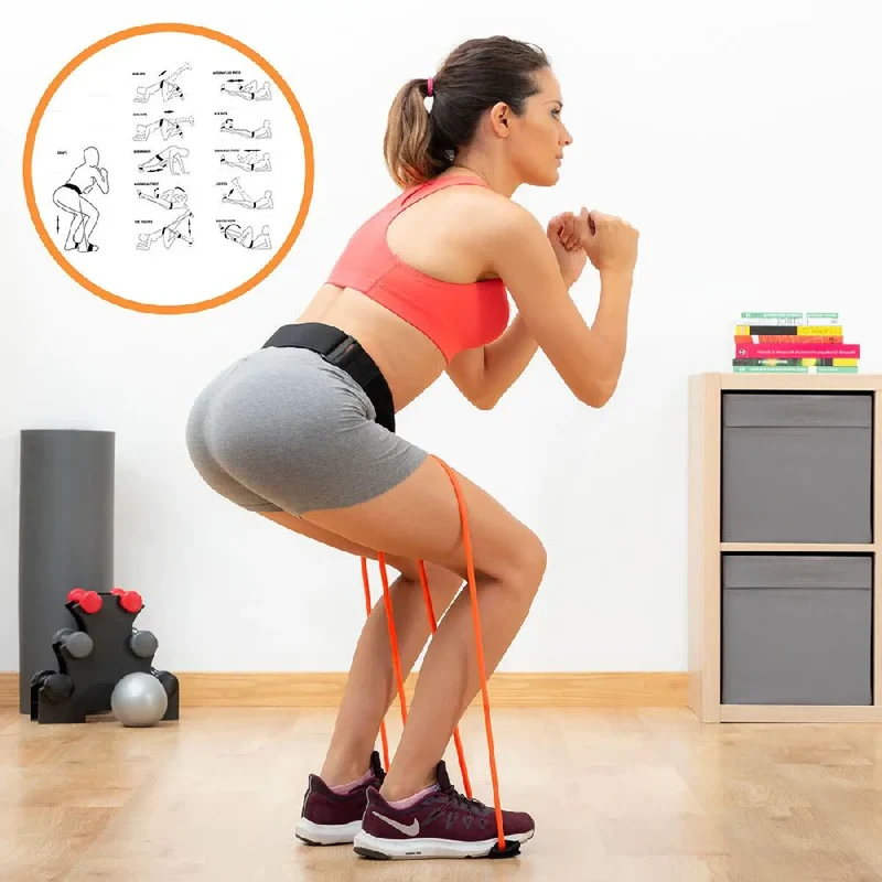 Widerstandsbänder mit Fitness-Gürtel für Beine und Po-Training, platzsparend, kompakt
