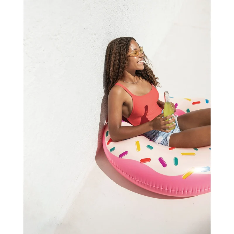 Poolreifen Regenbogen Donut – Aufblasbarer Schwimmring aus Vinyl für Erwachsene & Jugendliche (94 cm)