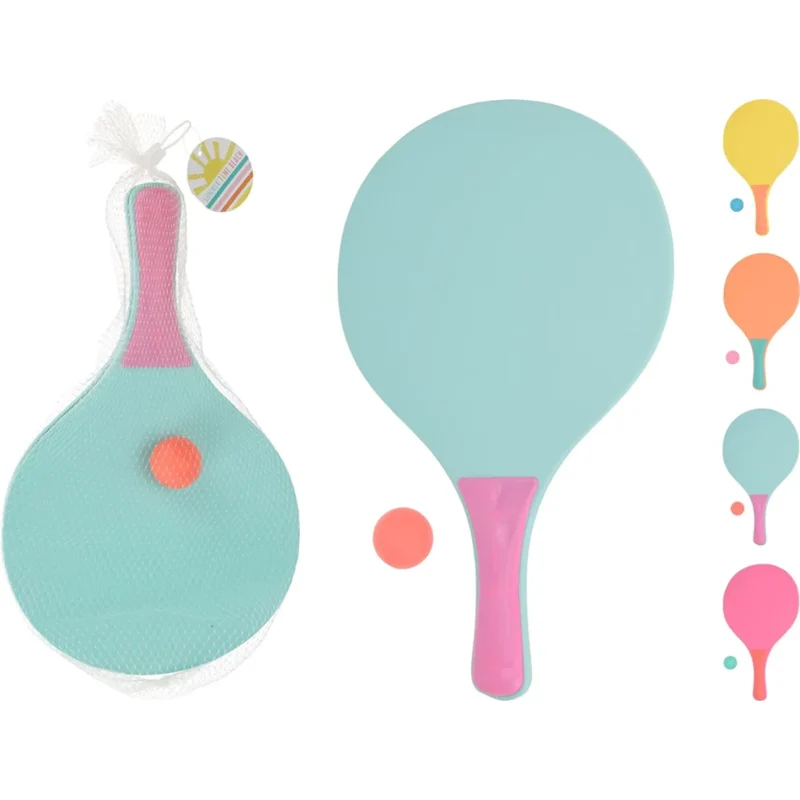 Beachball Tennis-Set, Beach Paddle Ball Set, 3-tlg. Strand und Freizeitspiel leicht und wasserfest