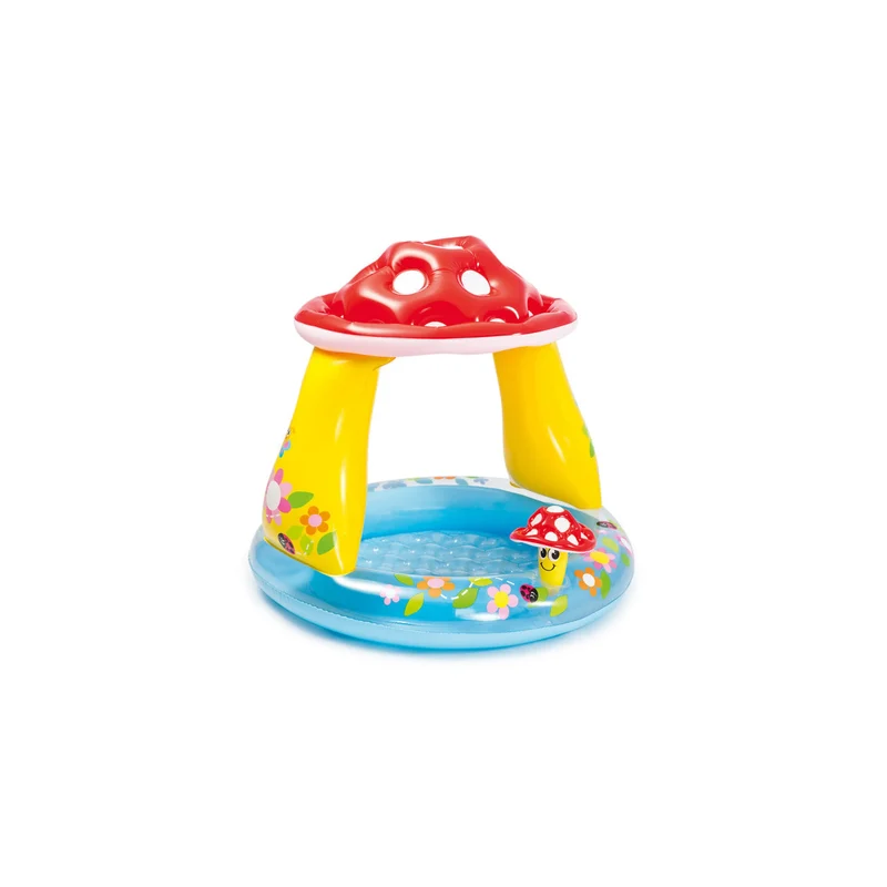 Baby Pool Mushroom mit Sonnenschutz & weichem Boden, 102×89 cm
