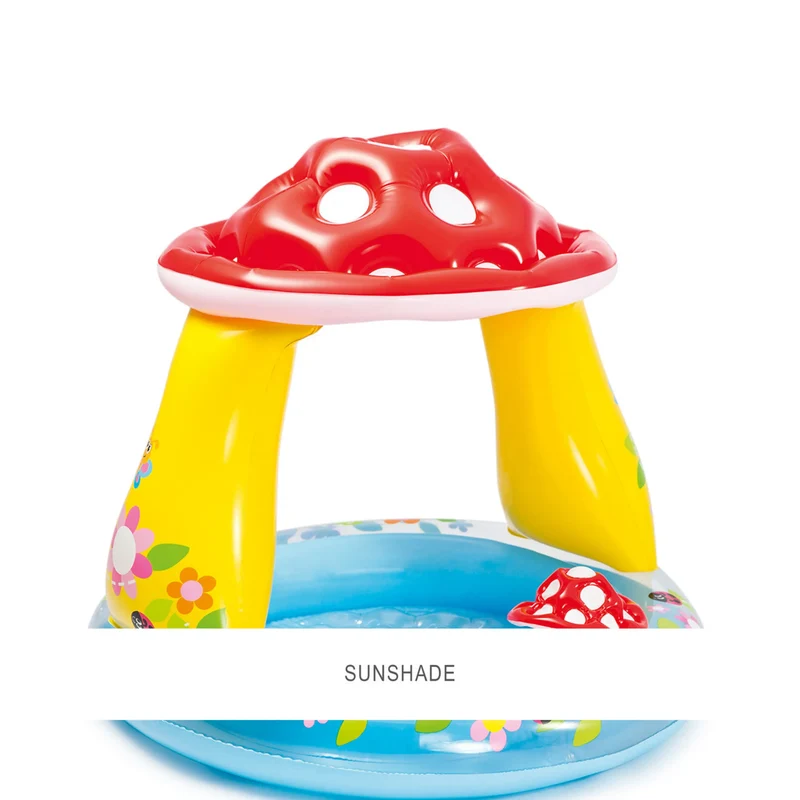 Baby Pool Mushroom mit Sonnenschutz & weichem Boden, 102×89 cm