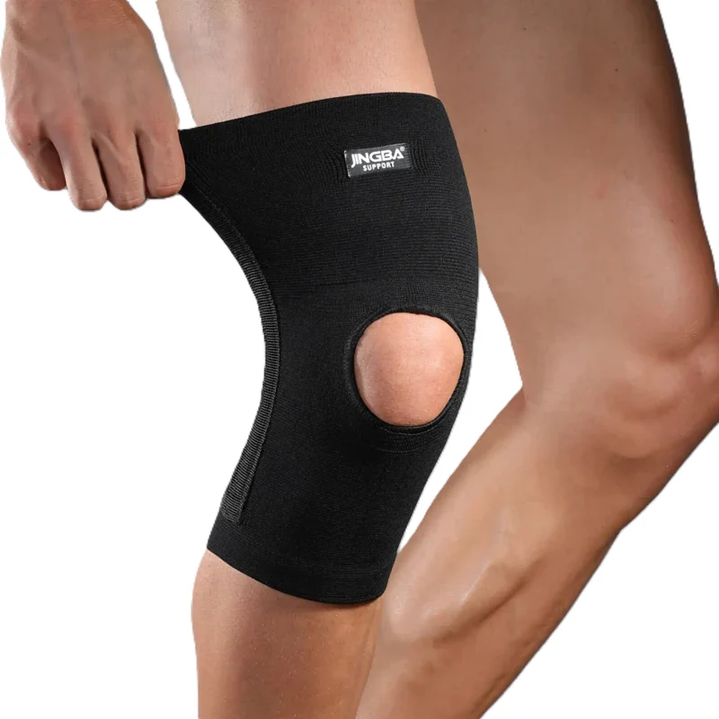 Kniebandage Nylon mit Kompression, Sportlicher Knieschutz für Training und Alltag, rutschfest und atmungsaktiv, offener Patellabereich