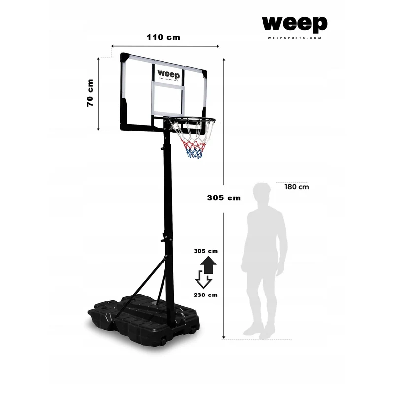 Zestaw do koszykówki Kosz WEEP FD02 regulowany 230-305cm Stabilny kółka