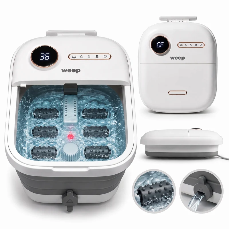 Masażer Do Stóp Wodny Weep T5 Pro Składany Hydromasażer Grzanie Rolki 500W