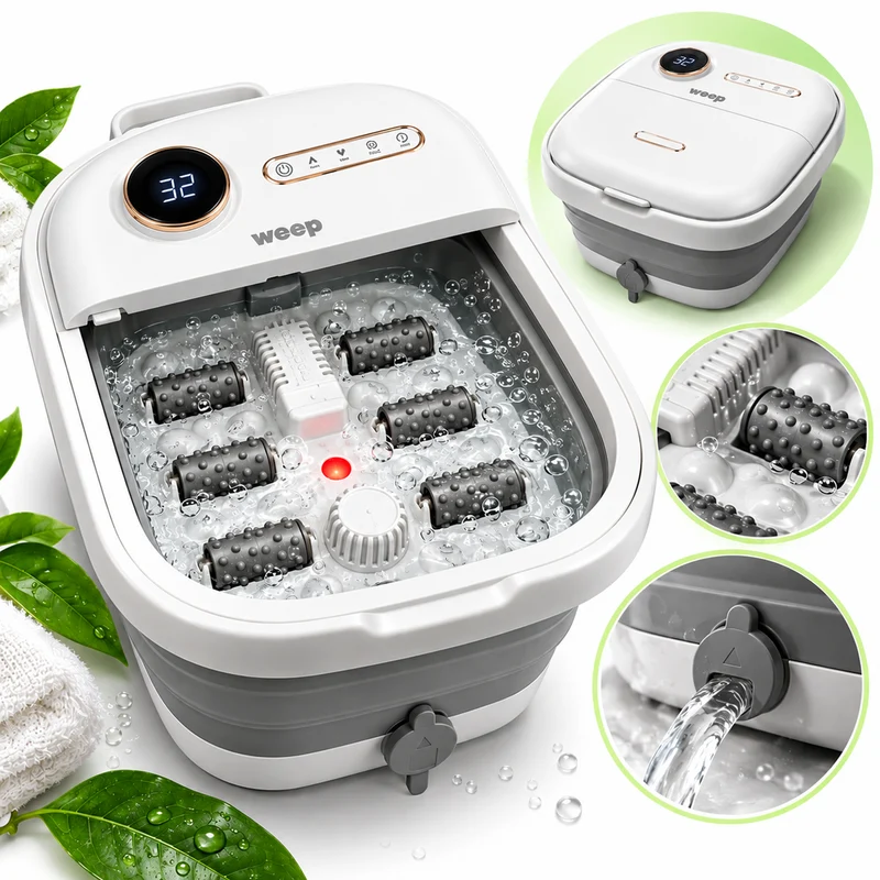 Masażer Do Stóp Wodny Weep T5 Pro Składany Hydromasażer Grzanie Rolki 500W
