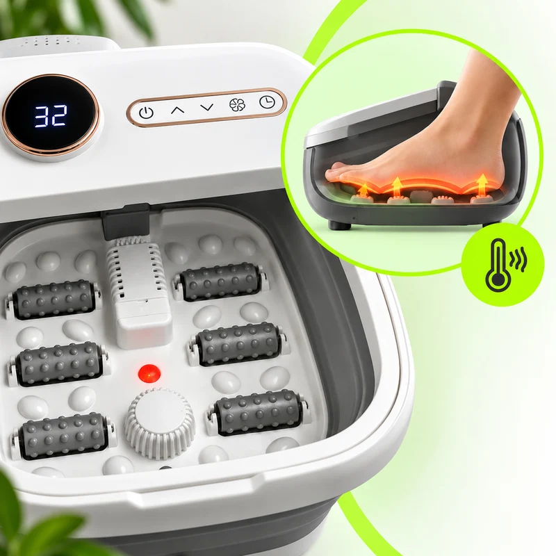 Masażer Do Stóp Wodny Weep T5 Pro Składany Hydromasażer Grzanie Rolki 500W