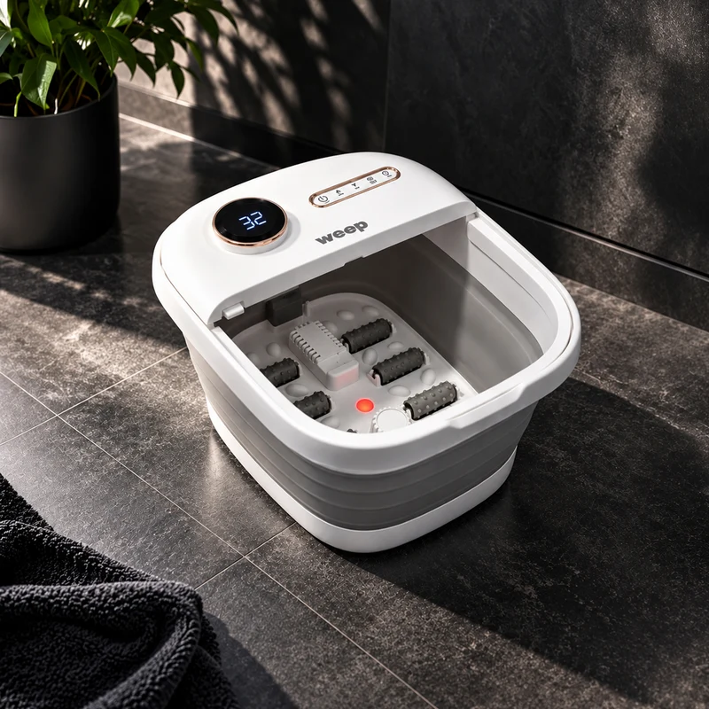 Masażer Do Stóp Wodny Weep T5 Pro Składany Hydromasażer Grzanie Rolki 500W