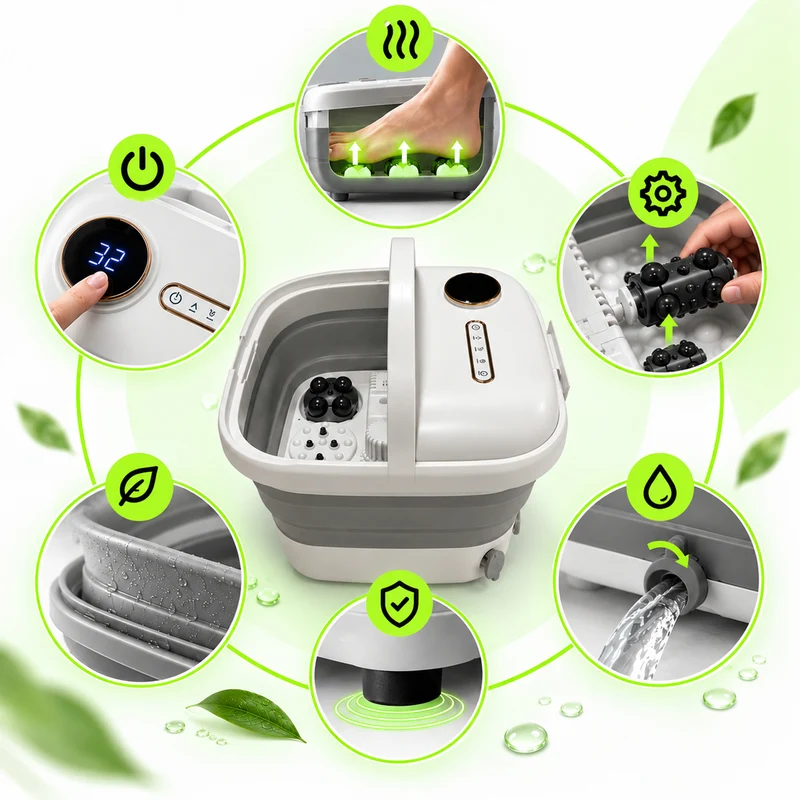 Masażer Do Stóp Wodny Weep D5 Składany Hydromasażer Grzanie Rolki Shiatsu