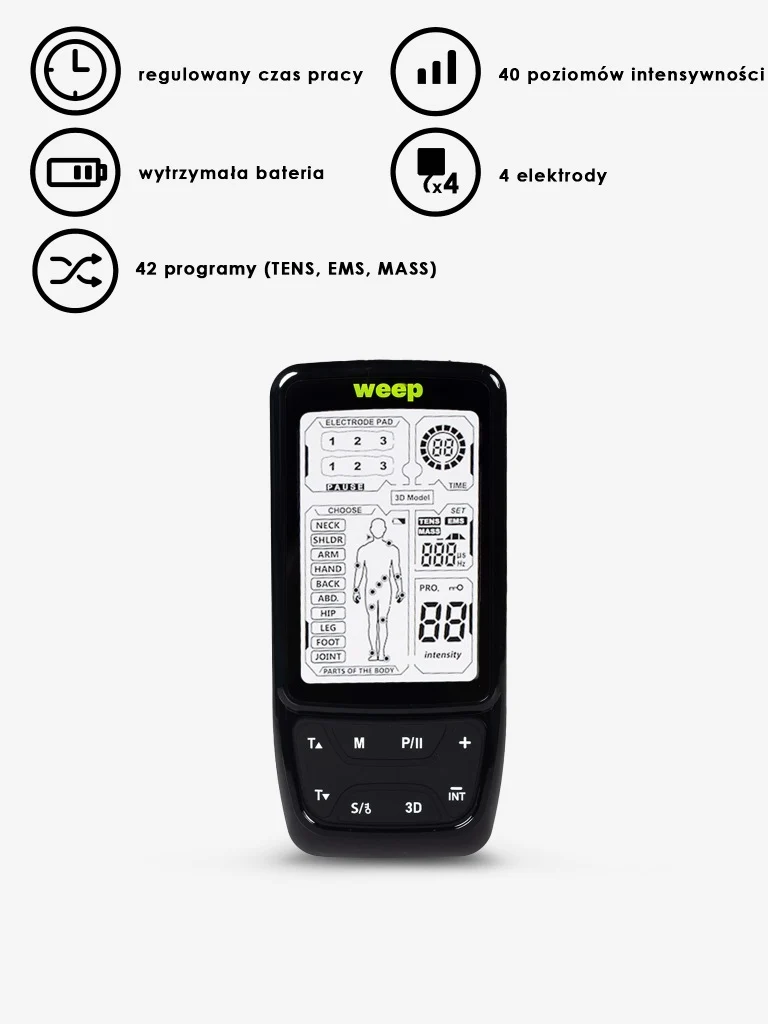 Masażer elektrostymulator mięśni i nerwów WEEP MASAŻ TENS EMS STYMULACJA