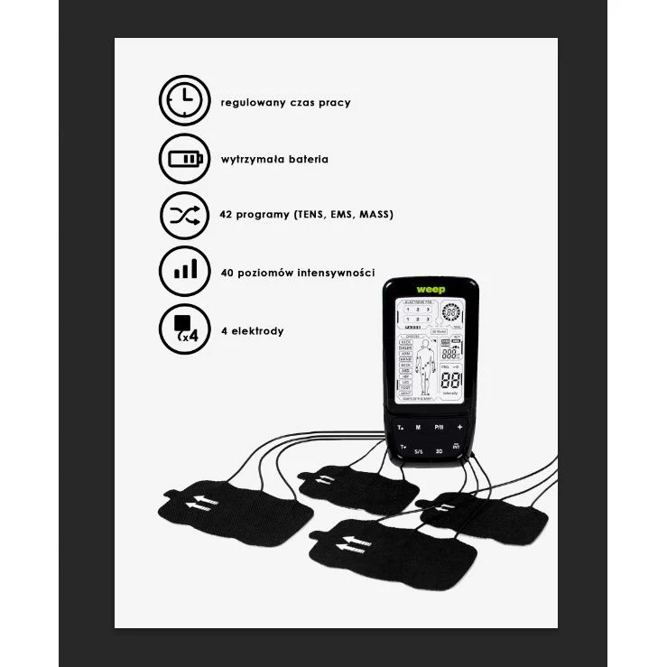 Masażer elektrostymulator mięśni i nerwów WEEP MASAŻ TENS EMS STYMULACJA