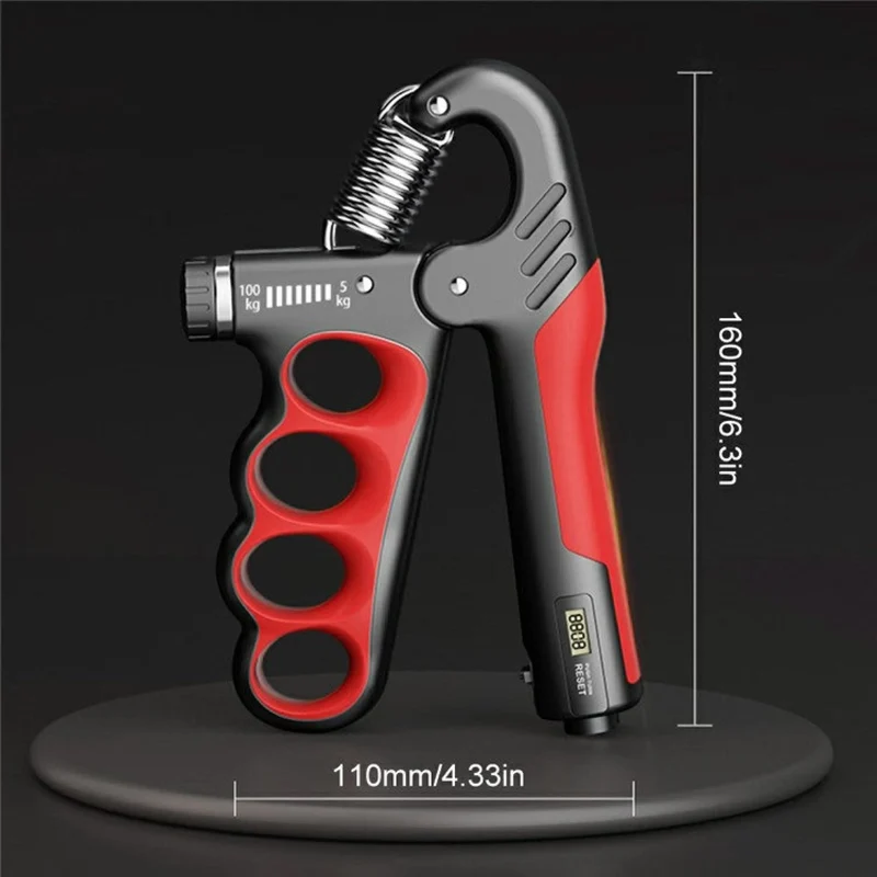 Handtrainer verstellbar, mit Zähler – Für starke Hände und Unterarme, Griffkraft & Handkraft gezielt stärken (5–100 kg)