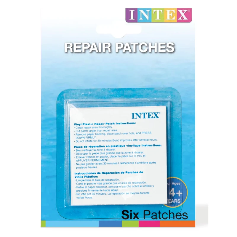 6 Stück selbstklebende Reparaturflicken für Pool, Planschbecken und aufblasbare Artikel, PVC Flickset auf Blisterkarte für kleine Löcher und Risse