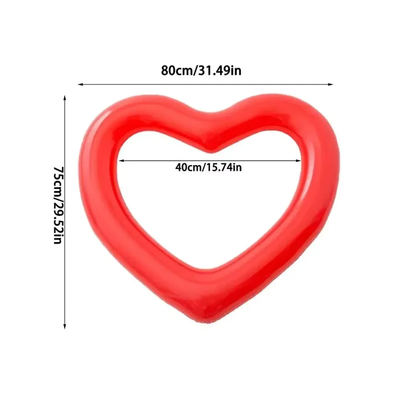 Aufblasbarer Herz Schwimmreifen Pink Glitzer Rot 80 cm oder 120 cm Badeinsel für Pool und Strand