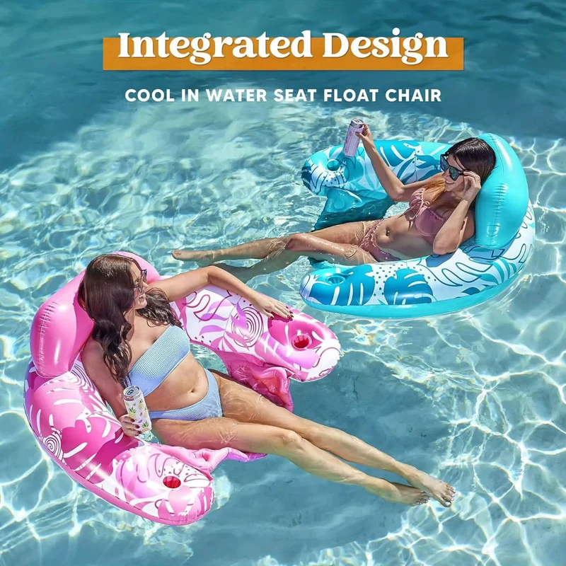 Aufblasbarer Pool-Sessel, Getränkehalterung, 90 x 125 cm für Pool Strand Sommer