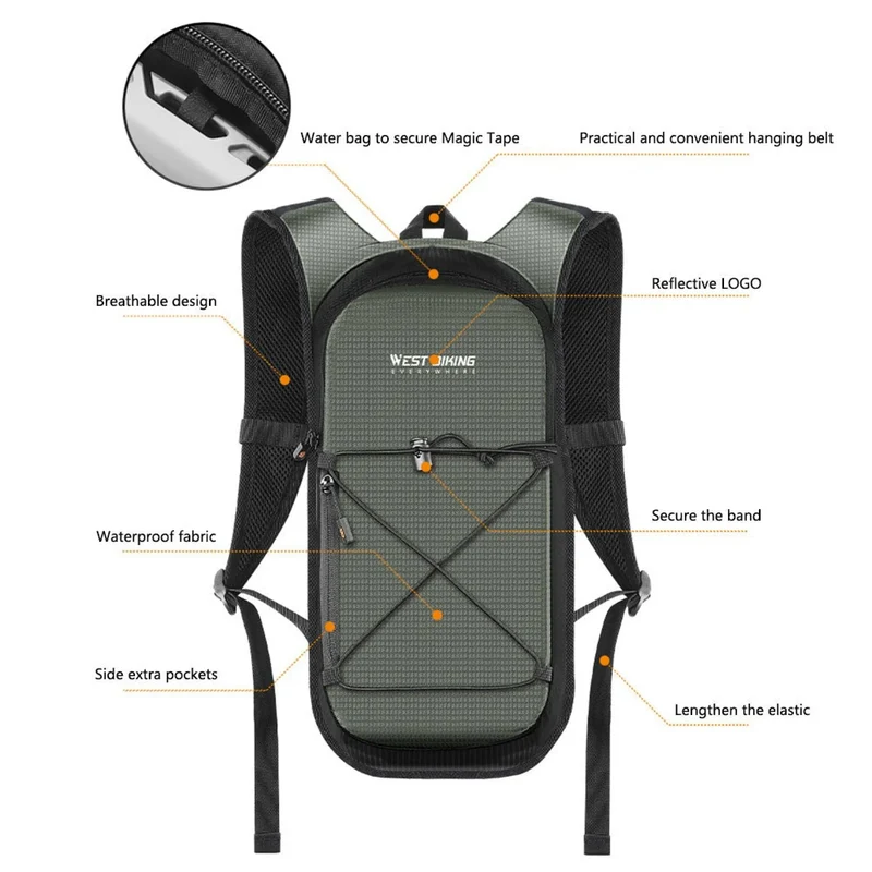 Rucksack 7L – Backpack für Trinkblase Outdoor, Radfahren & Wandern leicht & atmungsaktiv