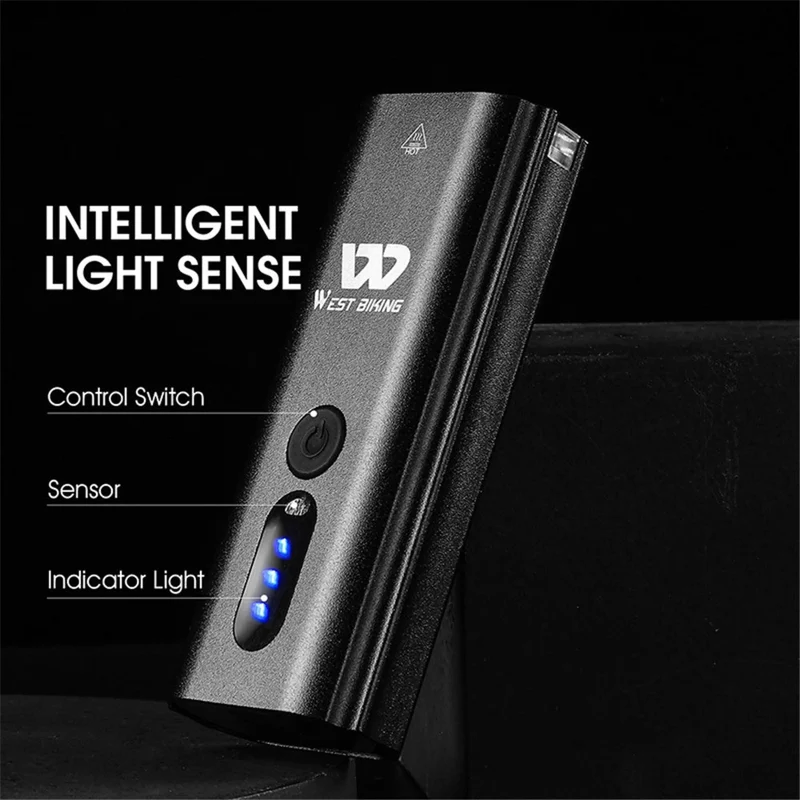 Fahrradlicht aufladbar USB-Frontlicht 600 Lumen, IPX5, 3000 mAh, 5 Lichtmodi