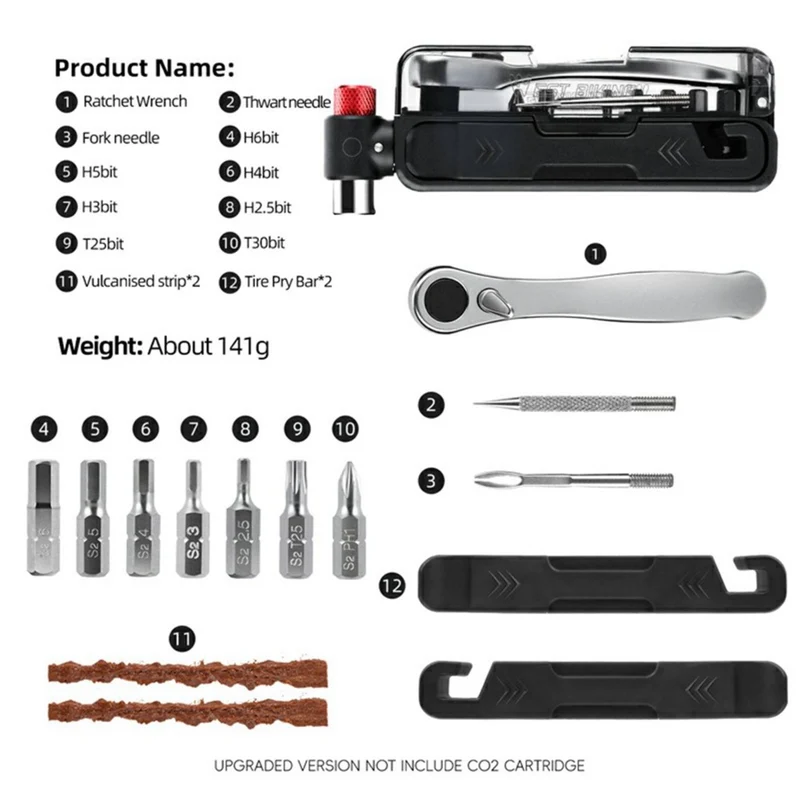 Fahrrad Multitool 5-in-1 Mini Werkzeugset mit Sechskant, Sternprofil TX & Schraubendreher für MTB & Outdoor