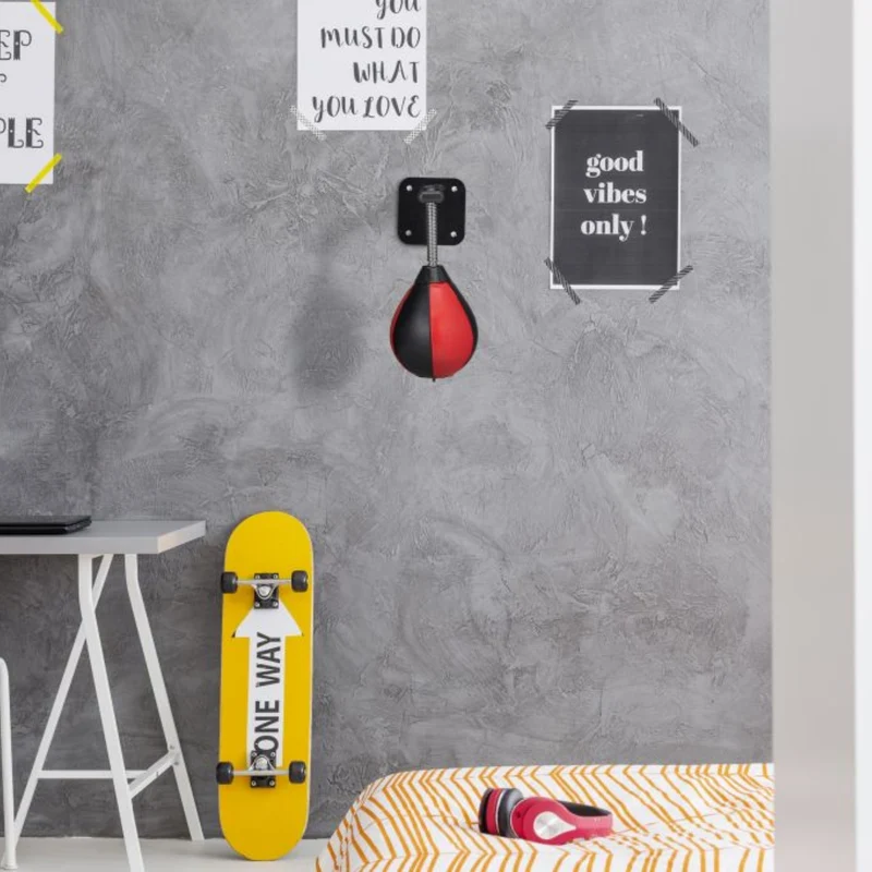 PU-Leder Punchingball mit Wandhalterung, Boxball, Speedball für Büro & Zuhause