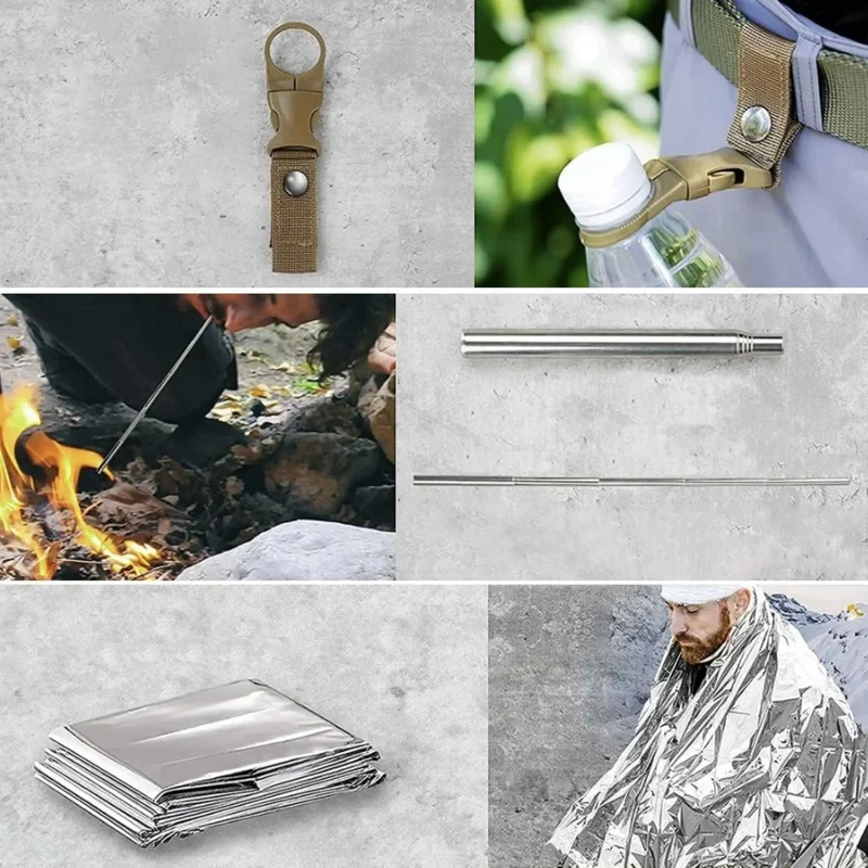 Survival Kit 32 in 1 – Outdoor Set mit Messer, Feuerstarter & Notfallausrüstung für Camping, Trekking
