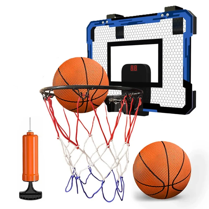 Indoor-Basketballkorb Set für Zuhause, flexible Befestigung – inkl. 2 Bälle, Pumpe & Punktezähler