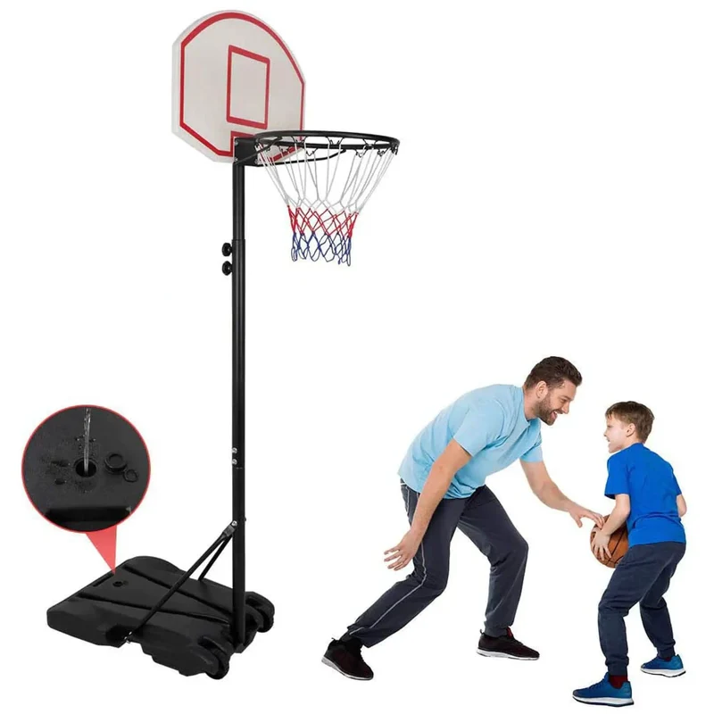 Mobiler Basketballkorb höhenverstellbar 147–245 cm – Outdoor Basketballanlage mit Ständer, Rückwand 46,5x71,5 cm & Ø 42 cm Korbring