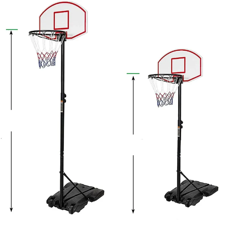 Mobiler Basketballkorb höhenverstellbar 147–245 cm – Outdoor Basketballanlage mit Ständer, Rückwand 46,5x71,5 cm & Ø 42 cm Korbring