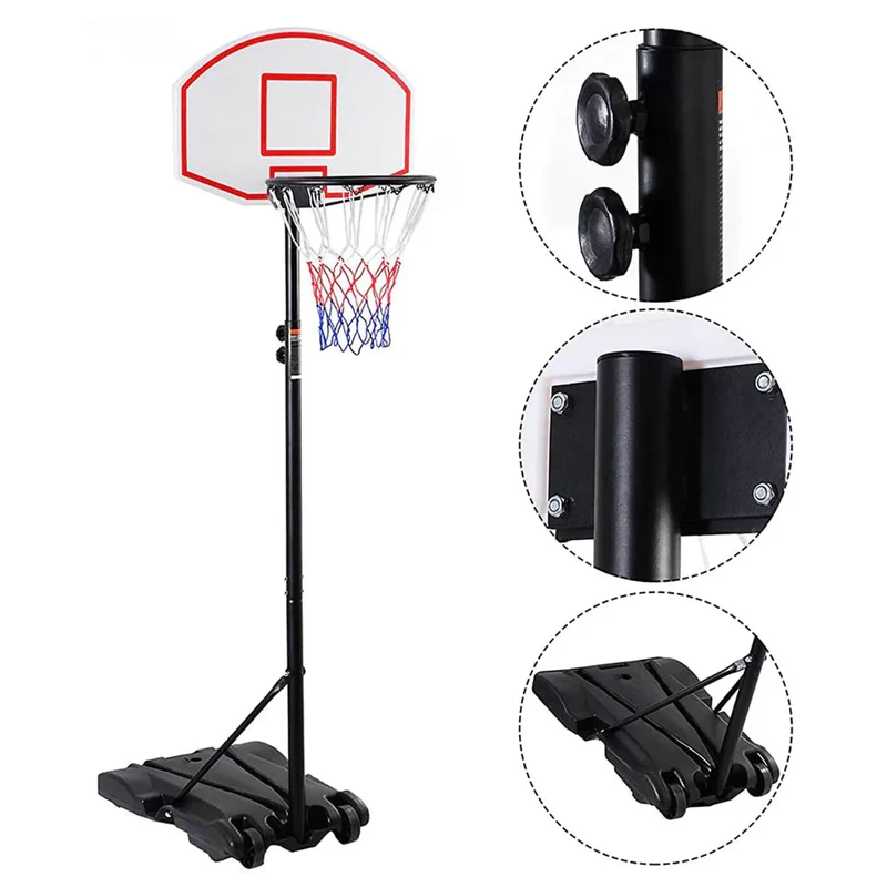 Mobiler Basketballkorb höhenverstellbar 147–245 cm – Outdoor Basketballanlage mit Ständer, Rückwand 46,5x71,5 cm & Ø 42 cm Korbring