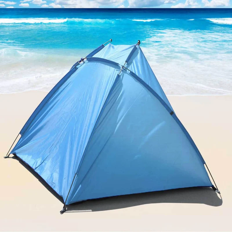 Strandmuschel Strandzelt 220 x 110 x 110 cm – großes Halbzelt für Picknick, Strand und Schwimmbad