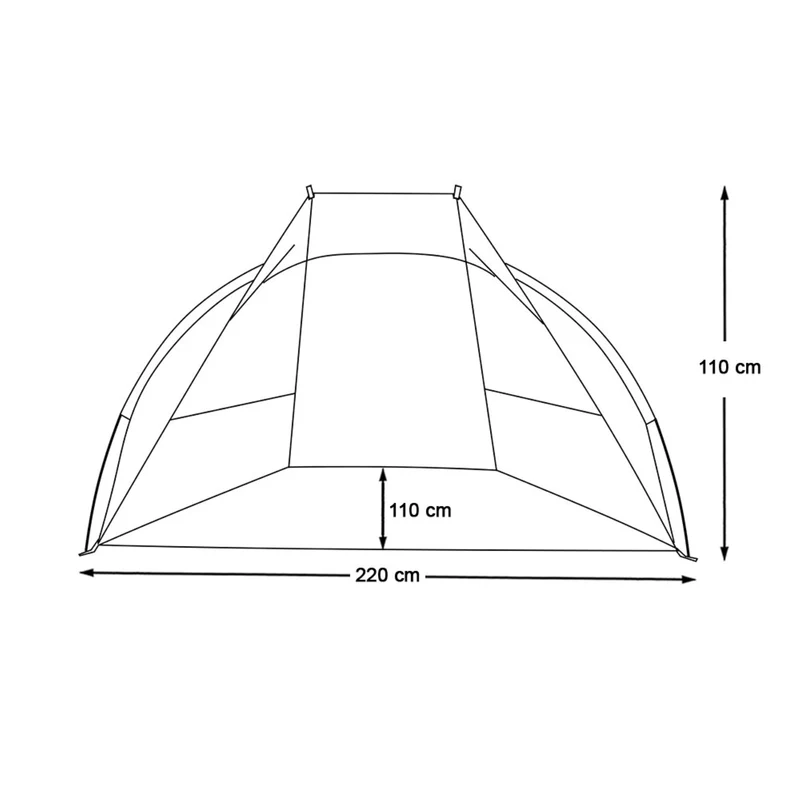 Strandmuschel Strandzelt 220 x 110 x 110 cm – großes Halbzelt für Picknick, Strand und Schwimmbad