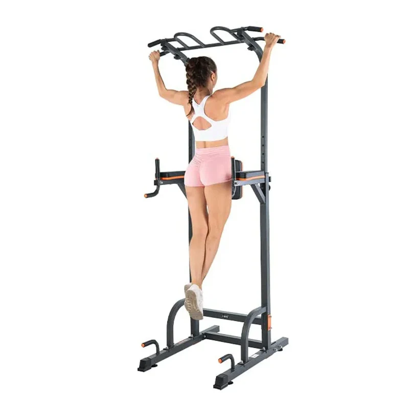 Trainingsturm Klimmzugstation Dip-Station mit Rückenlehne & Armpolster – 6-fach verstellbar, belastbar bis 100 kg, für Zuhause & Fitnessstudio