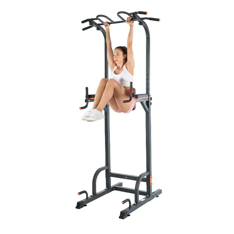 Trainingsturm Klimmzugstation Dip-Station mit Rückenlehne & Armpolster – 6-fach verstellbar, belastbar bis 100 kg, für Zuhause & Fitnessstudio