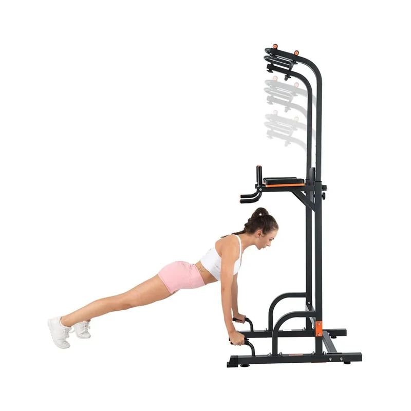 Trainingsturm Klimmzugstation Dip-Station mit Rückenlehne & Armpolster – 6-fach verstellbar, belastbar bis 100 kg, für Zuhause & Fitnessstudio
