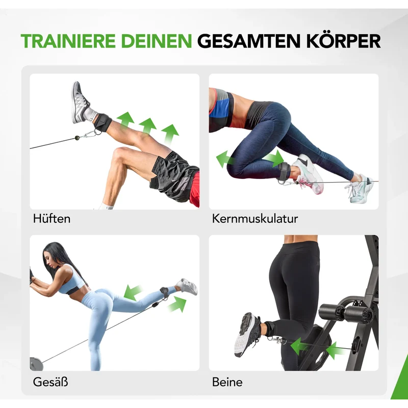 Fußmanschette Premium mit Polsterung, einstellbare Beinschlaufe aus Dacron für Po- und Beintraining am Kabelzug