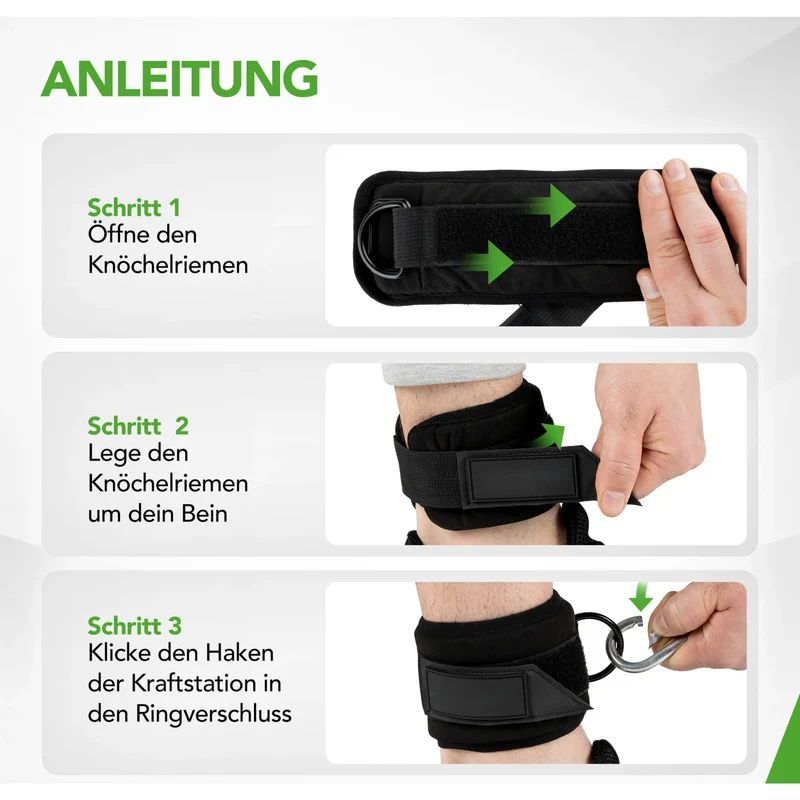 Fußmanschette Premium mit Polsterung, einstellbare Beinschlaufe aus Dacron für Po- und Beintraining am Kabelzug