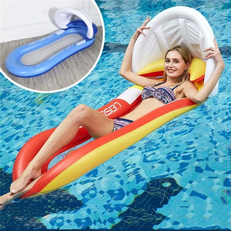 Aufblasbare Wasserhängematte mit Sonnenschutz-Dach, 160 x 90 cm, 3in1 für Pool und Strand