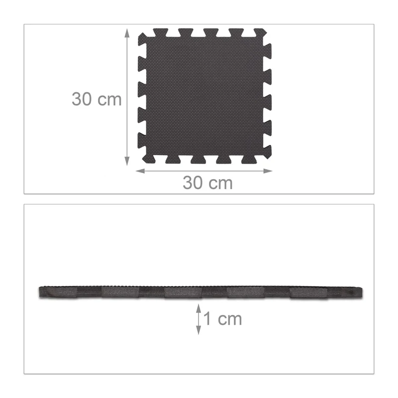 Puzzlematten, Rutschfeste Bodenmatten in Schwarz oder Holzoptik-Braun für Fitness, Home Gym und Spielbereich, 30x30 cm, Geräuschdämpfend, wasserabweisend