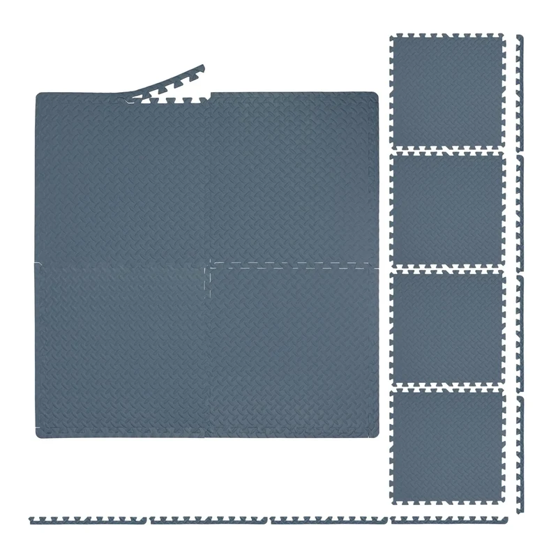 Mattenset 8-teilig Grau, EVA-Puzzlematte, Bodenschutzmatte, 60 x 60 cm, widerstandsfähig und dämpfend
