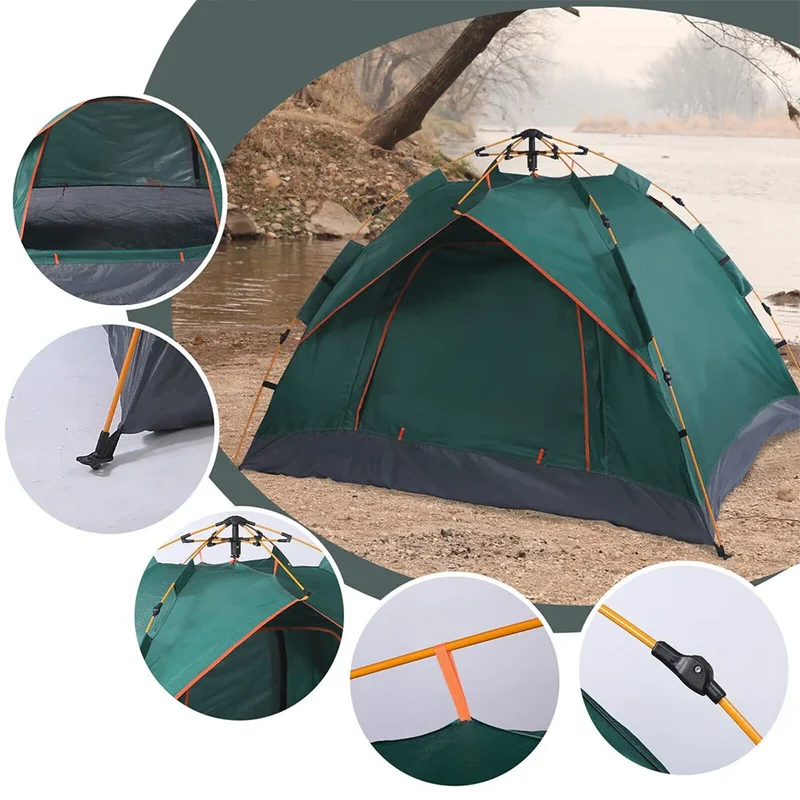 Schnellaufbau Zelt für 3 – 5 Personen, Automatikzelt wasserdicht, Campingzelt mit Tragetasche, Windfest und UV-beständig, leicht & kompakt
